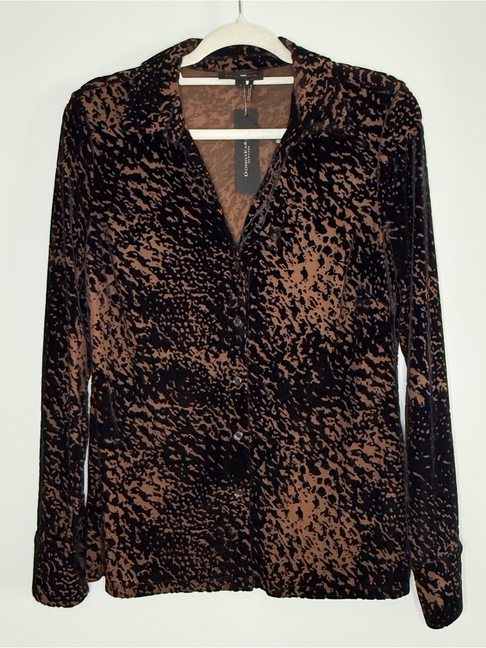 Donna Karan Burnout Velvet Button-Front Blouse